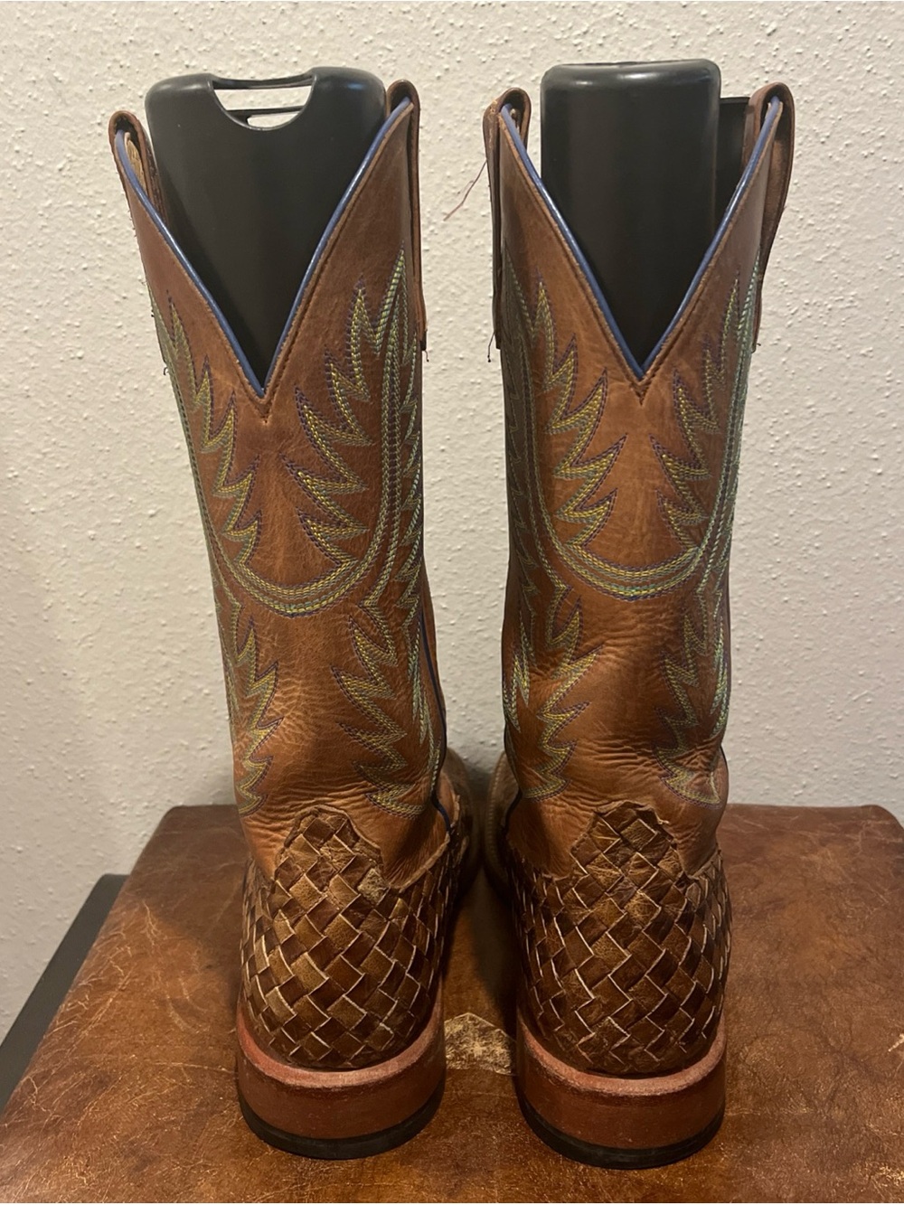 Horse Power Men's Brown Woven Leather Cowboy Boots by Anderson Bean Sz 10.5D - Picture 7 of 9